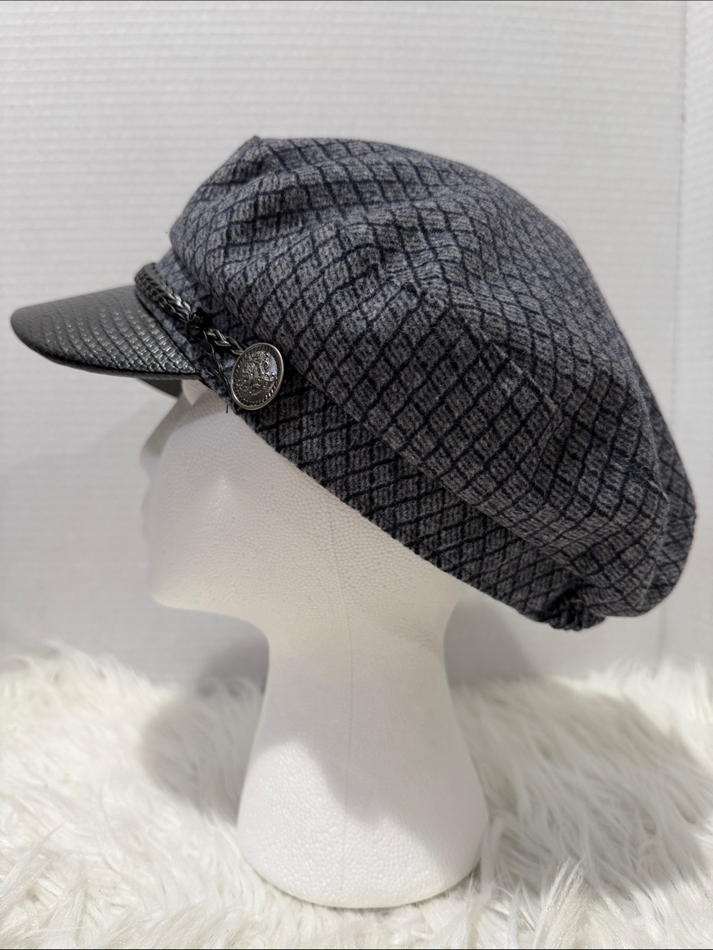 BRONER Gray Baker Boy Cap with Textured Brim Unisex